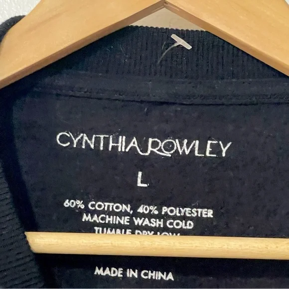 NWOT - Cynthia Rowley Black Gemma Sweatshirt LARGE | NO GEMS MISSING - Picture 7 of 10